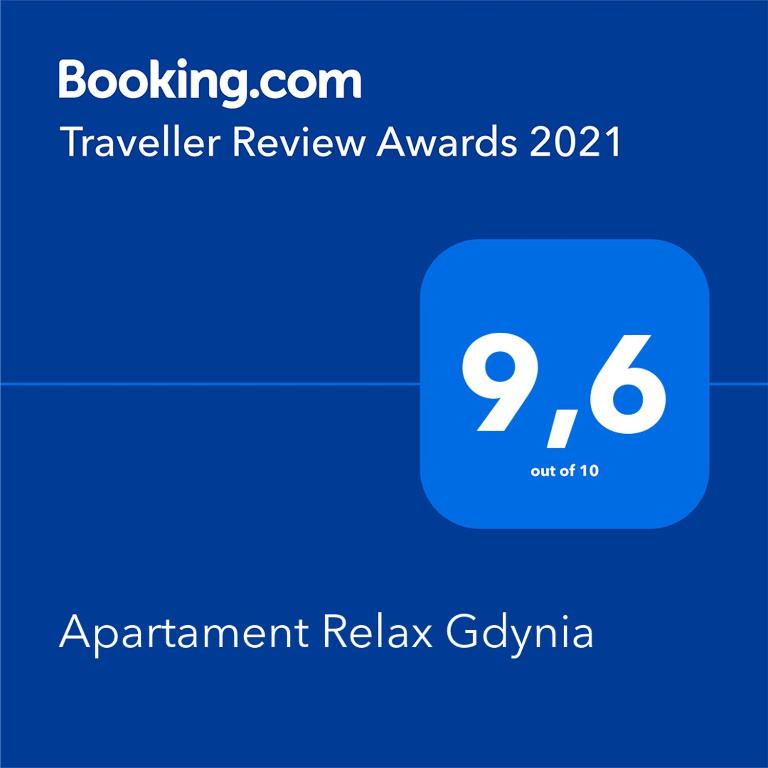 Certifikát, ocenenie alebo iný dokument vystavený v ubytovaní Apartament Relax Gdynia