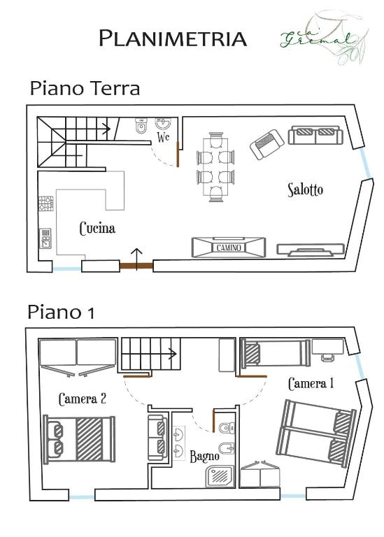 Půdorys ubytování Ca' Gremal - Casa vacanze tra le colline del Garda - Calmasino di Bardolino