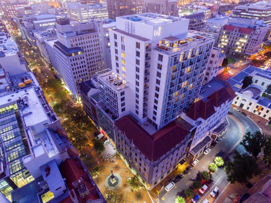 an overhead view of a city at night at Taj Cape Town in Cape Town