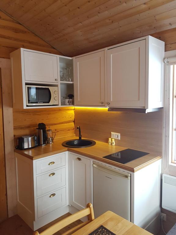 Kuchyň nebo kuchyňský kout v ubytování Arina Cottages