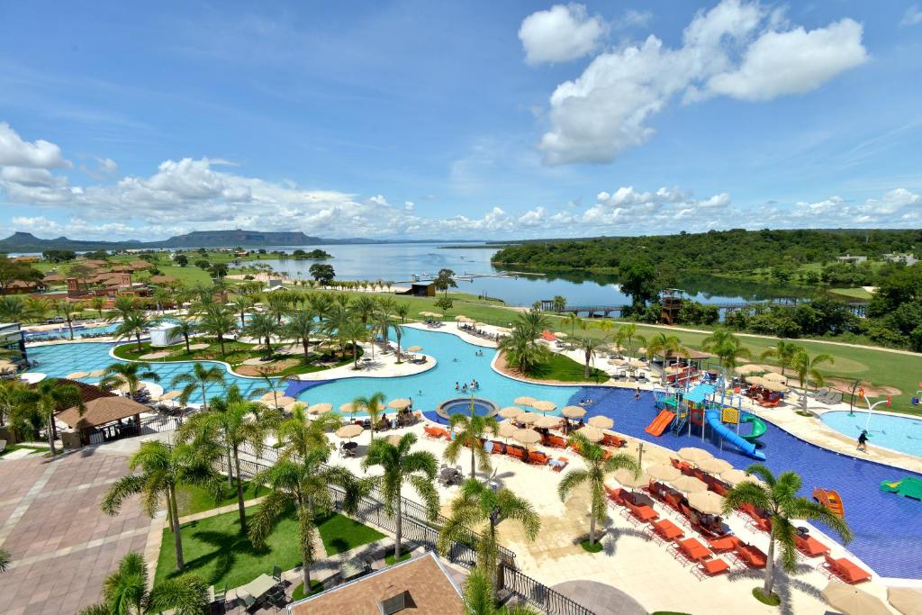 an aerial view of the water park at the resort at Malai Manso Resort Yatch Convention & Spa in Retiro