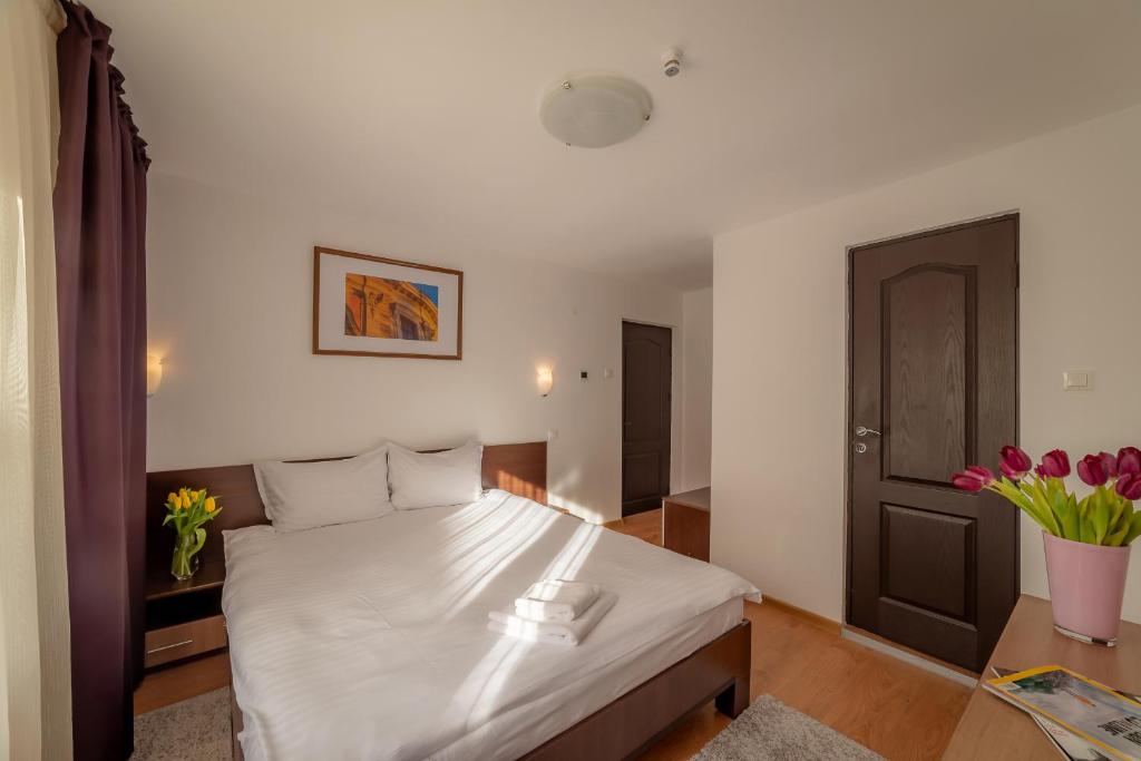Postel nebo postele na pokoji v ubytování Pension Cluj