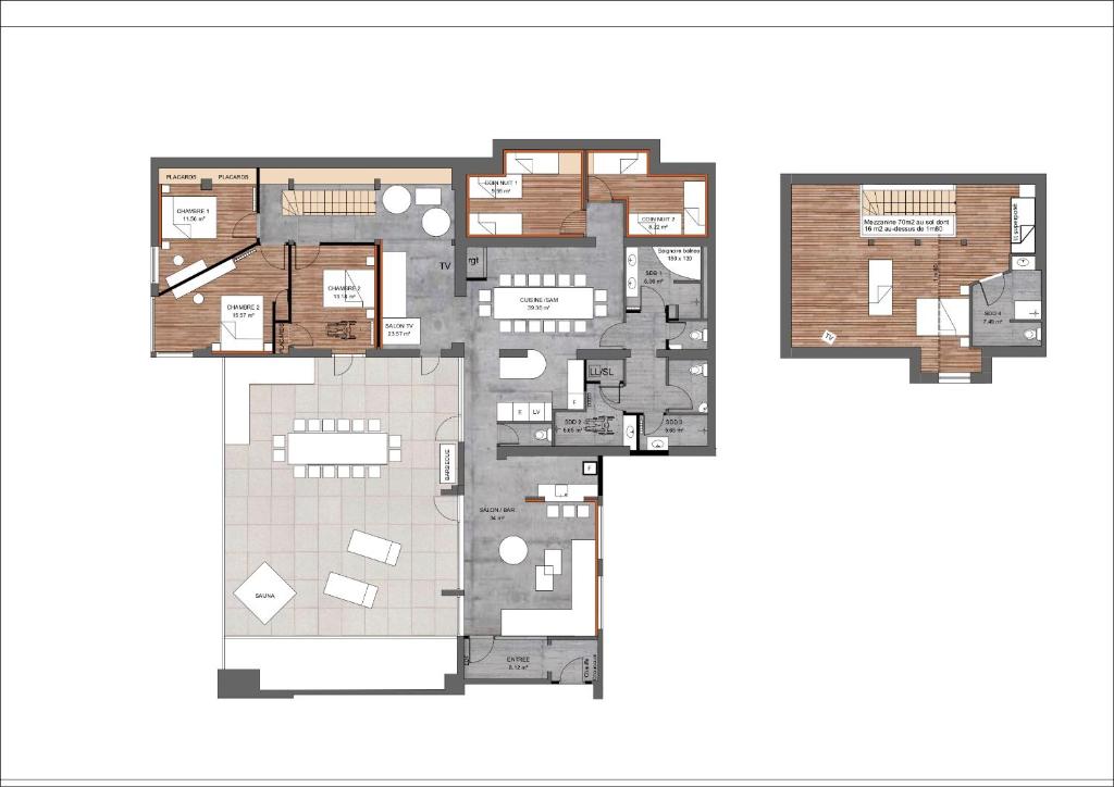 Půdorys ubytování Appartement spacieux 300m2 - Sauna - BBQ - Terrasse