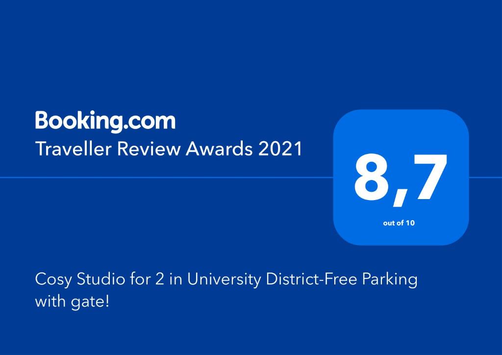 Certifikát, ocenenie alebo iný dokument vystavený v ubytovaní Cosy Studio in University District-Free Parking with gate!