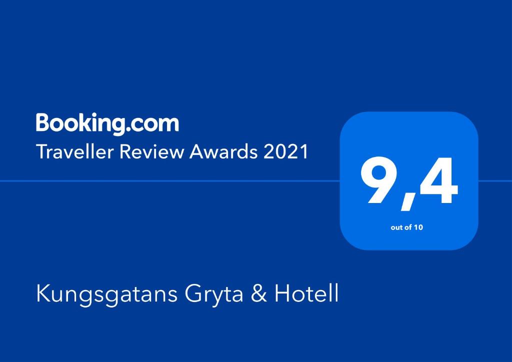 Certifikát, hodnocení, plakát nebo jiný dokument vystavený v ubytování Kungsgatans Gryta & Hotell