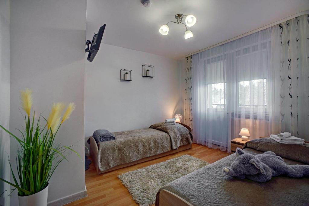 Posteľ alebo postele v izbe v ubytovaní Apartamenty Bieszczady
