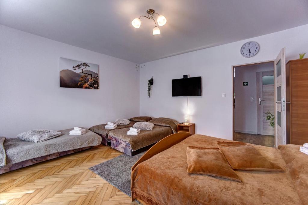 Posteľ alebo postele v izbe v ubytovaní Apartamenty Bieszczady