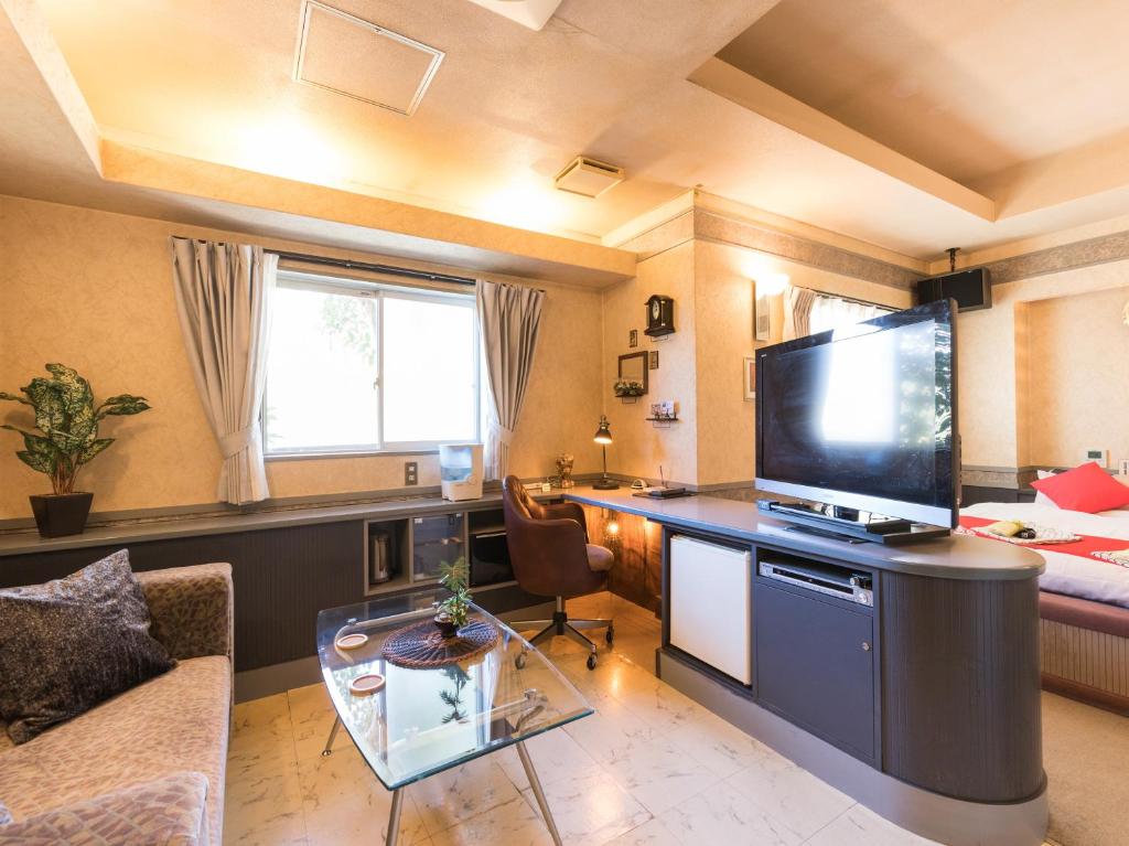 TV a/nebo společenská místnost v ubytování Tabist Hotel Nizi Fuefuki Misaka