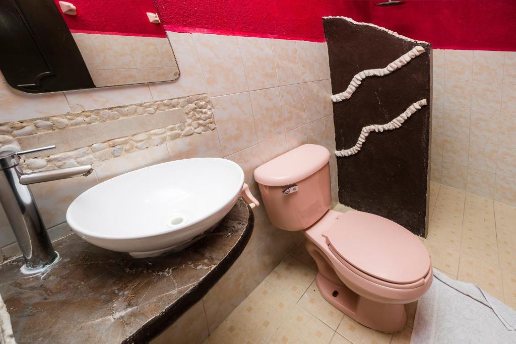 Koupelna v ubytování Hotel América