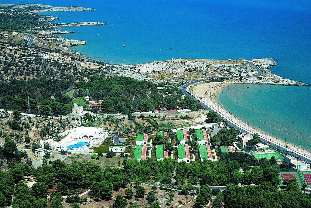 an aerial view of a beach and the ocean at Villaggio San Lorenzo in Vieste