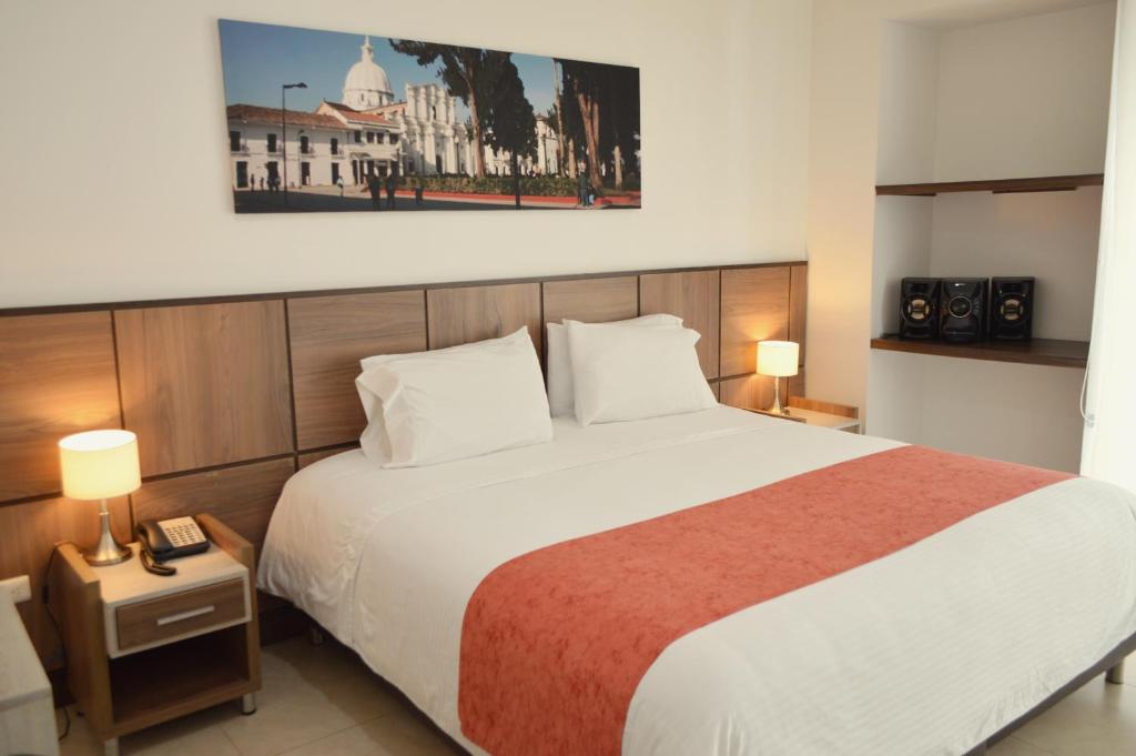 Cama o camas de una habitación en Hotel San Martin Popayan