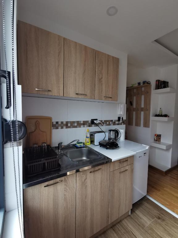 Kuchyň nebo kuchyňský kout v ubytování Apartman NINA Bombonjera