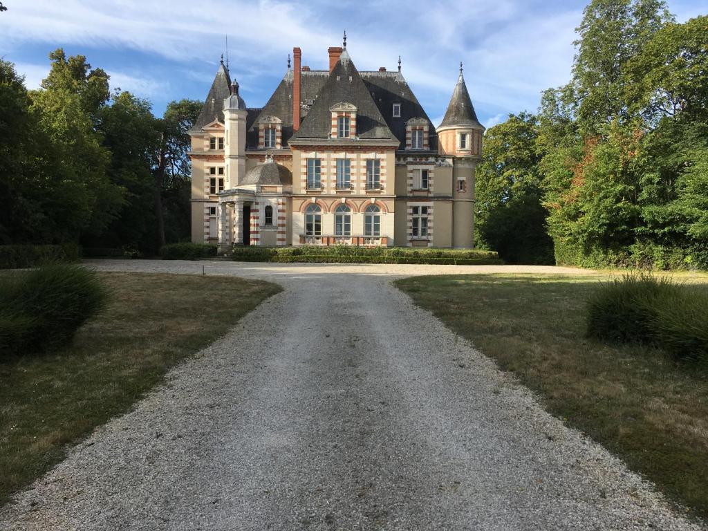 un vecchio castello con una strada davanti di Château de Praslins a Nogent-sur-Vernisson