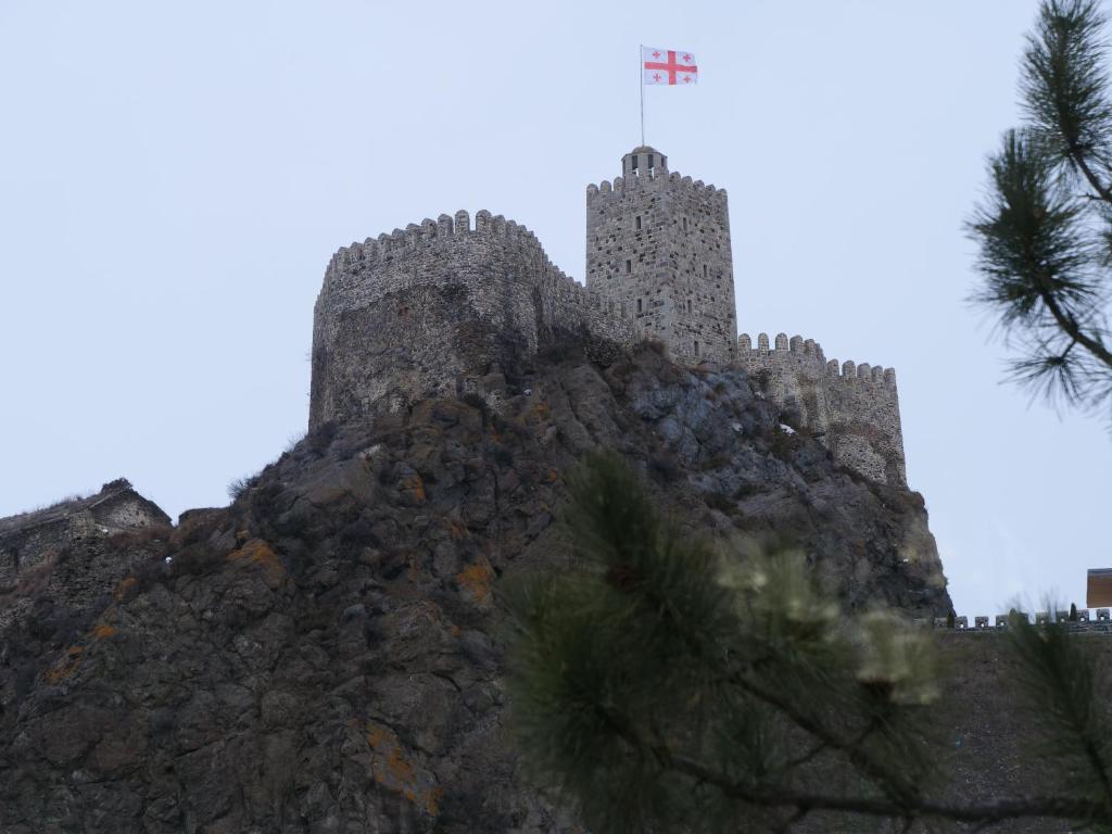 zamek na szczycie skalistej góry w obiekcie Guest House Embankment w Achalciche