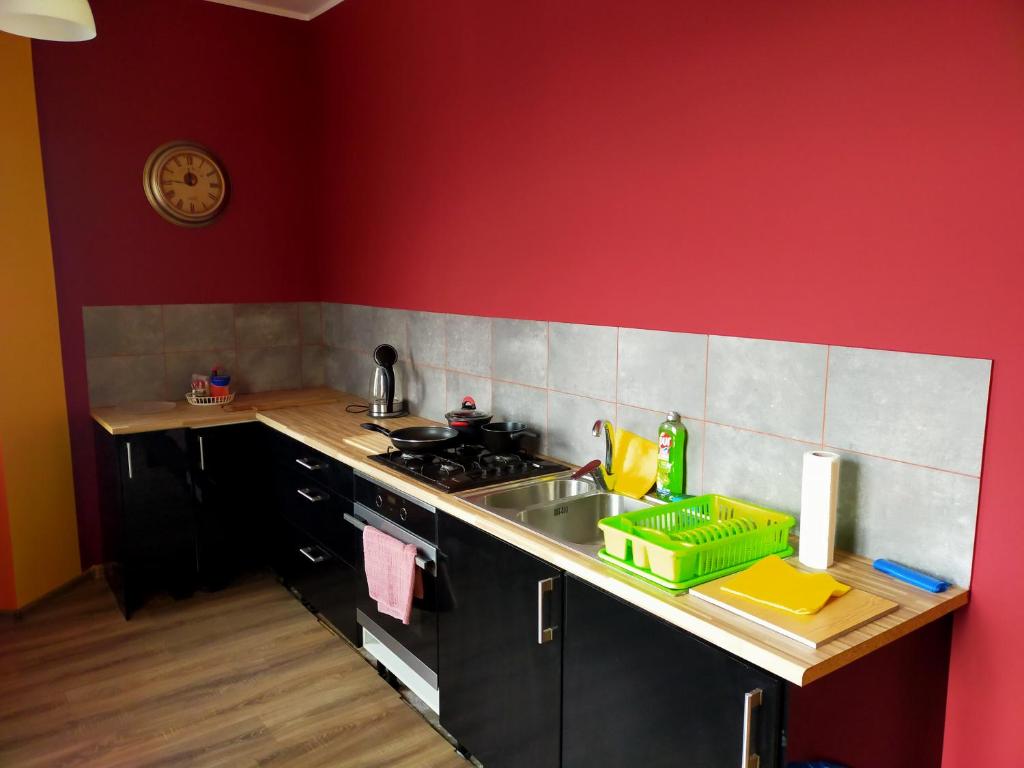 Kuchyňa alebo kuchynka v ubytovaní Wleń Rynek