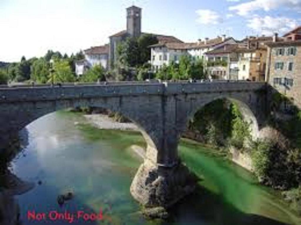 een brug over een rivier met groen water bij Hotel Roma in Cividale del Friuli