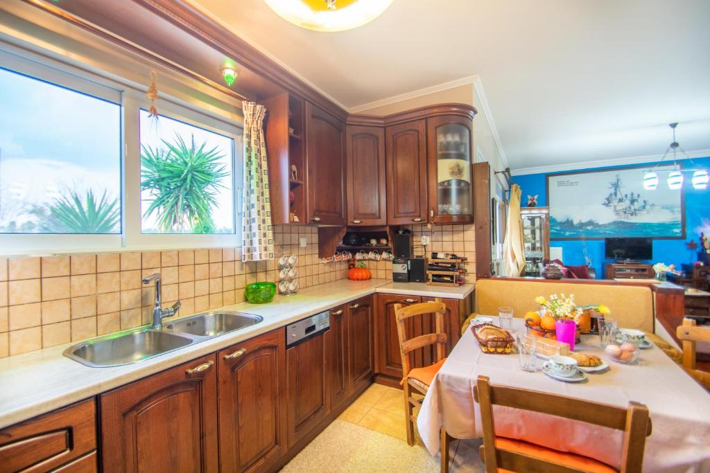 Kuchyň nebo kuchyňský kout v ubytování Loukas Farm House