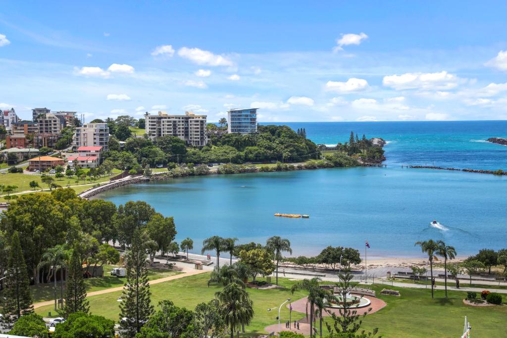 a view of a large body of water with a city at Tweed Ultima Apartments in Tweed Heads