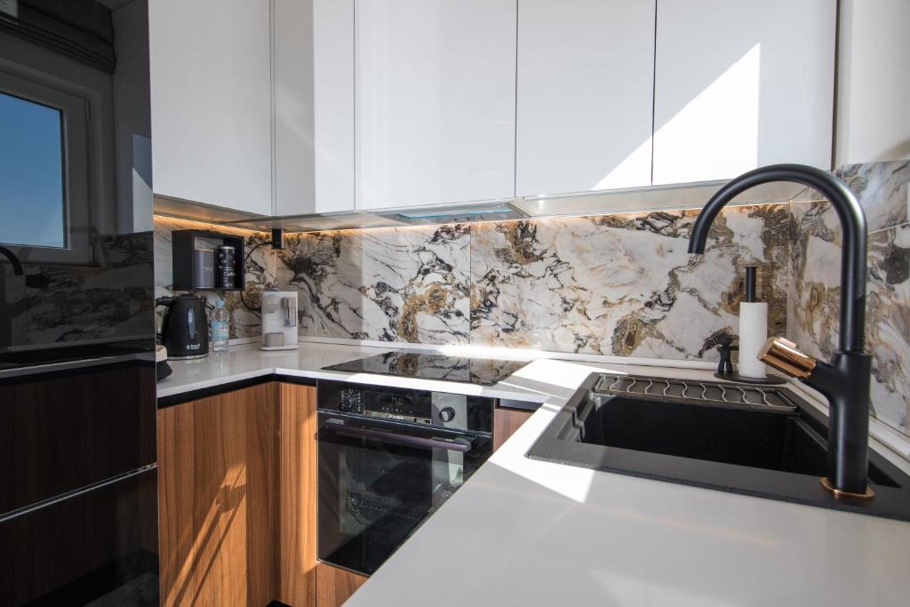Kuchyň nebo kuchyňský kout v ubytování Luxury Apartment Edi
