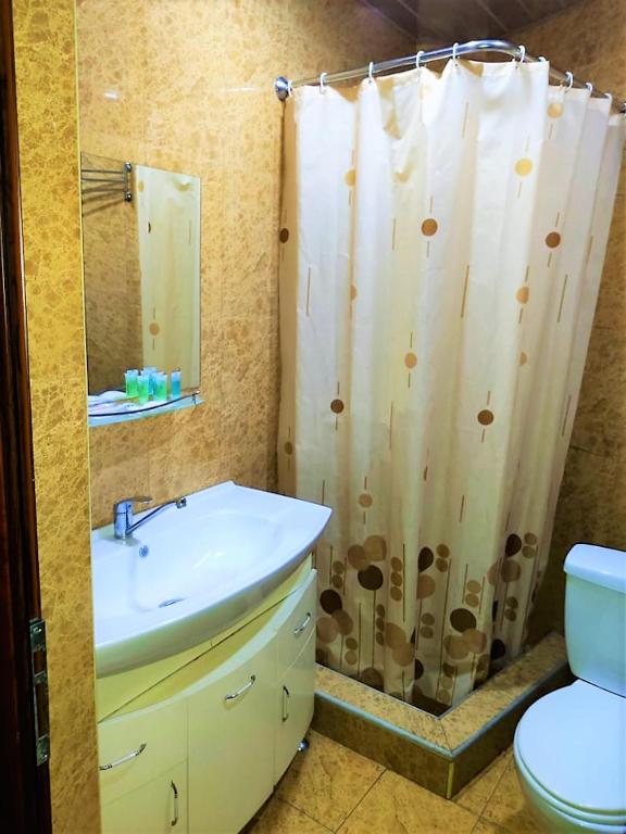 Koupelna v ubytování DDD Hotel