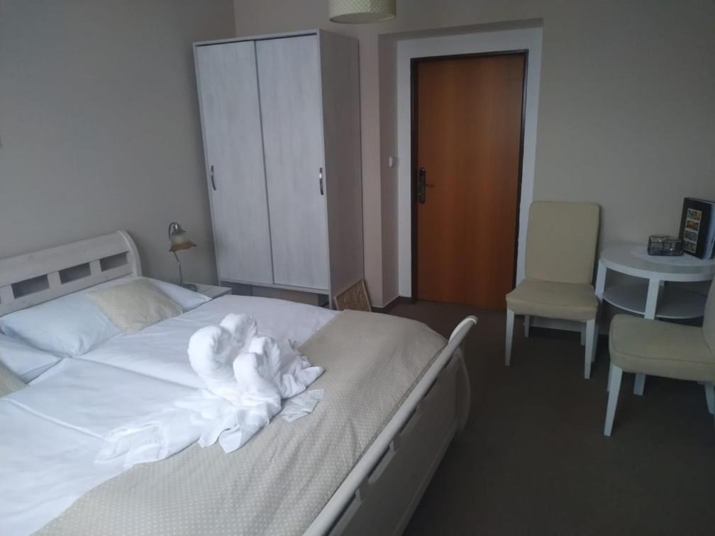 Łóżko lub łóżka w pokoju w obiekcie Hotel Panský dům