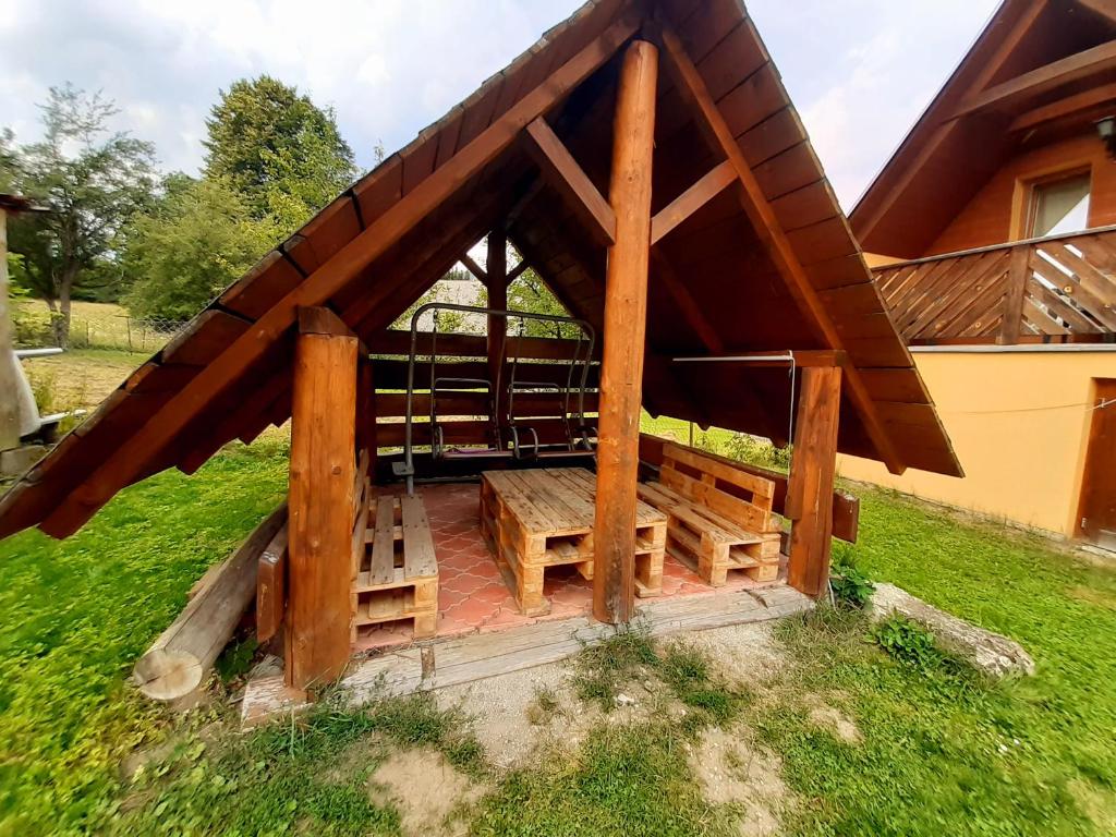 A garden outside Vilka Cibulka a chata Cesnačik
