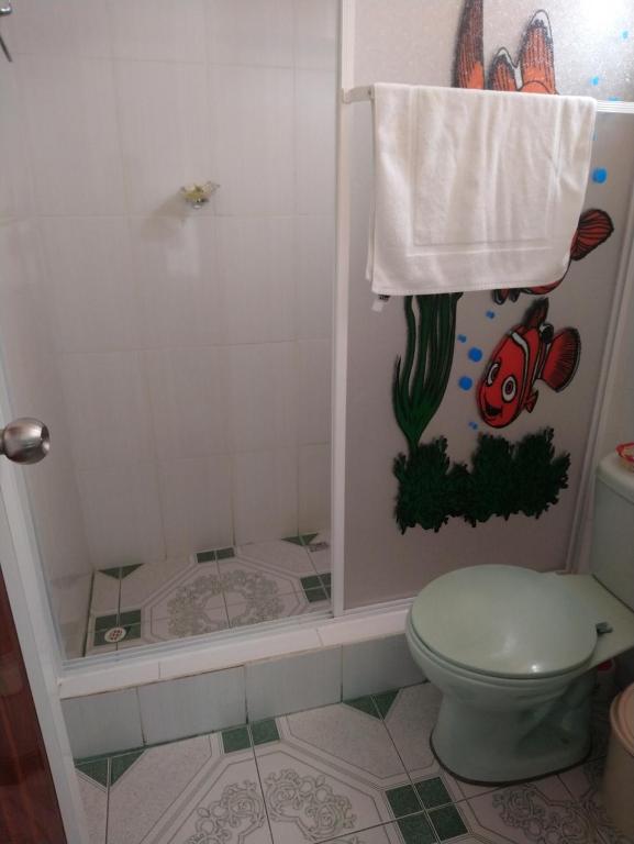 Koupelna v ubytování Hostal Terito