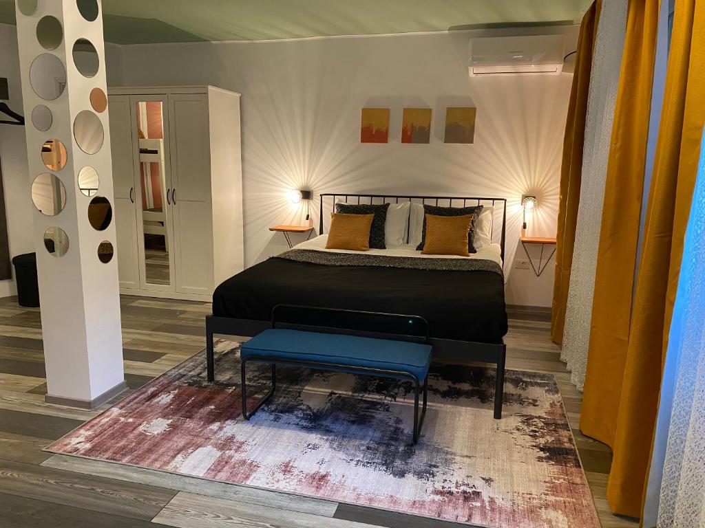 Ένα ή περισσότερα κρεβάτια σε δωμάτιο στο Evergreen Apartment
