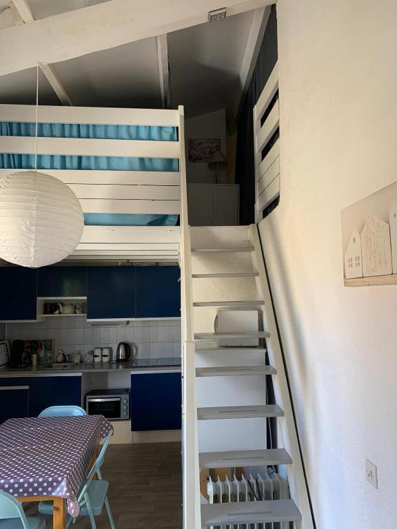 Kuchyň nebo kuchyňský kout v ubytování T2 bis terrasse PORT LEUCATE