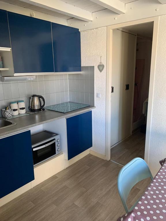 Kuchyň nebo kuchyňský kout v ubytování T2 bis terrasse PORT LEUCATE