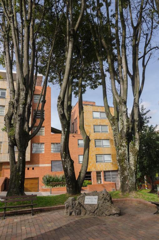 a group of trees in front of a building at Scala 68 in Bogotá