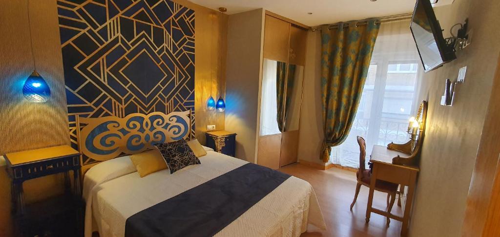 Łóżko lub łóżka w pokoju w obiekcie Hosteria Villa de Castro