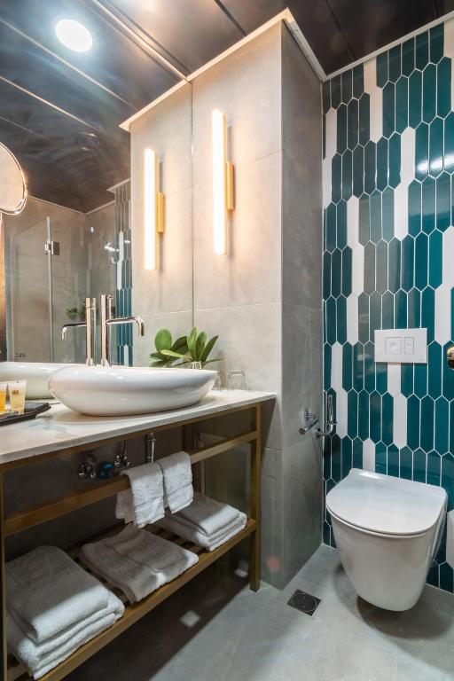 Koupelna v ubytování Eldan Hotel