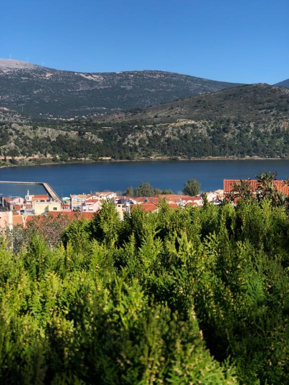 a view of a town and a lake at Liostasi Retreat in Argostoli