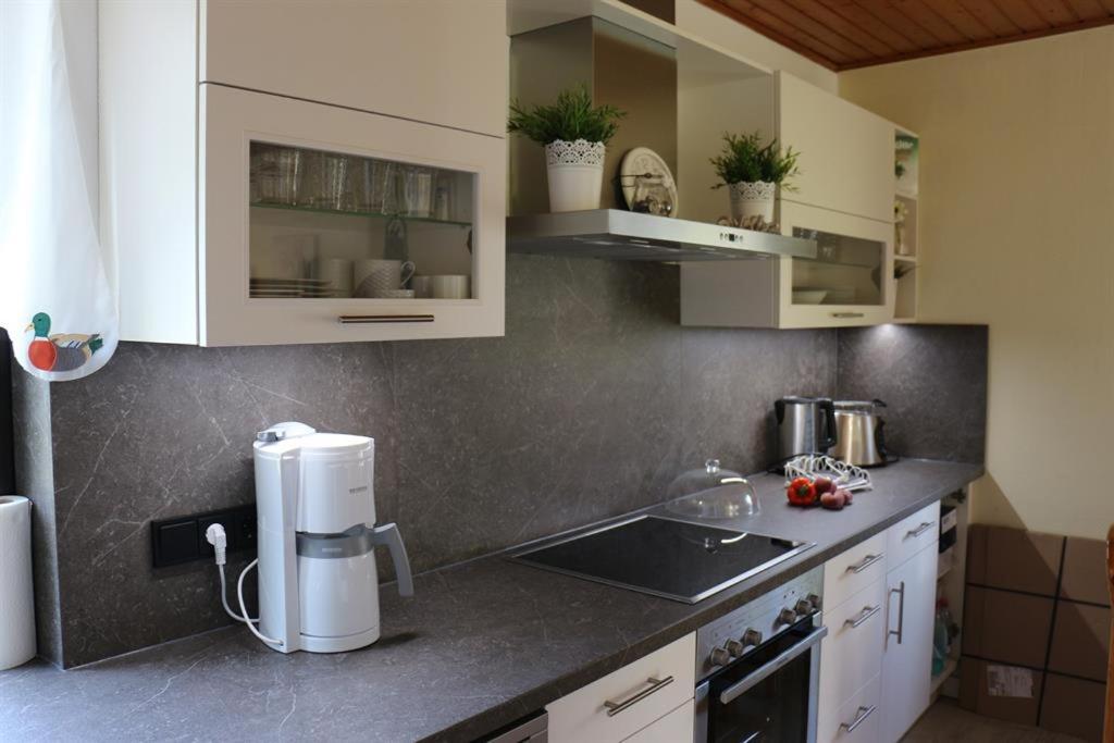 a kitchen with a coffee maker on a counter at Haus Seeheim in Böhl