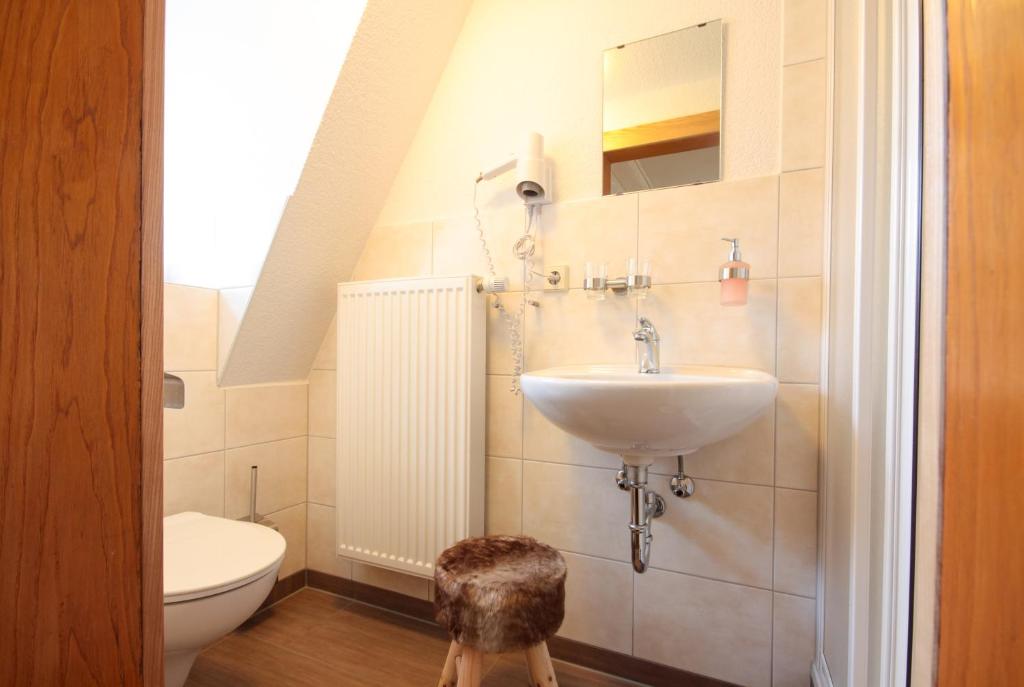 Ein Badezimmer in der Unterkunft Haus am Berg - Pension direkt am Skihang