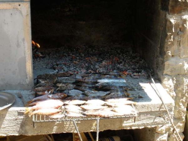 grill z jedzeniem na górze w obiekcie Apartment Basina (3450-2) w mieście Stari Grad