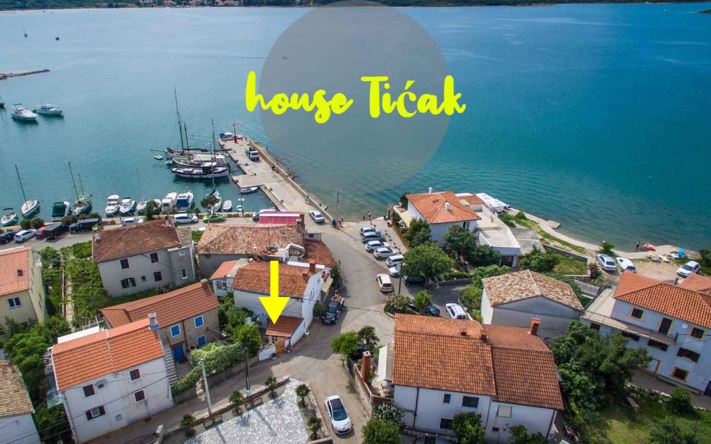 an aerial view of a town next to a body of water at Apartment in Klimno/Insel Krk 12467 in Klimno