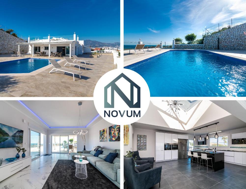 un collage de photos d'une maison et d'une piscine dans l'établissement Top Renovated Villa with Sea-Views and Pool, à Fuengirola