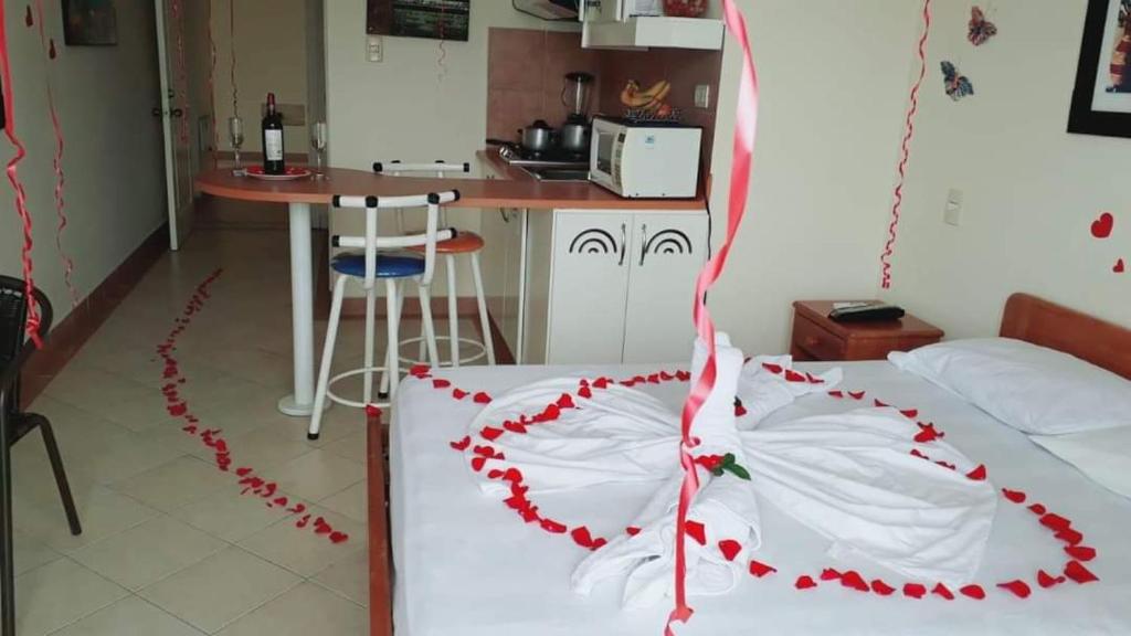 Kuchyň nebo kuchyňský kout v ubytování Hotel Arco Iris