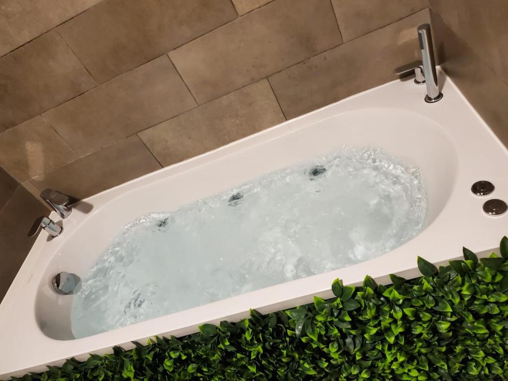 a bath tub filled with water in a bathroom at Small and Cozy Rooms - G in Valencia