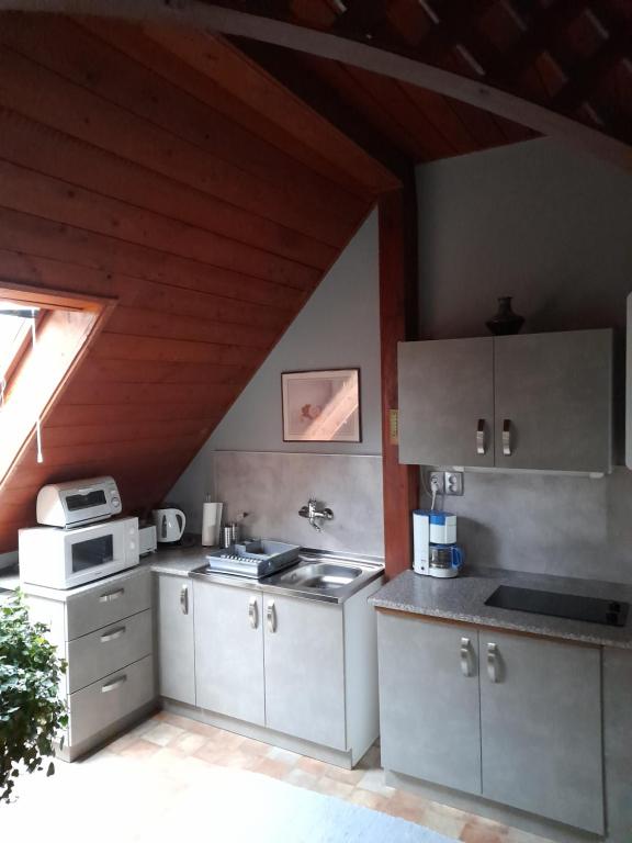 Kuchyň nebo kuchyňský kout v ubytování Agave Apartman