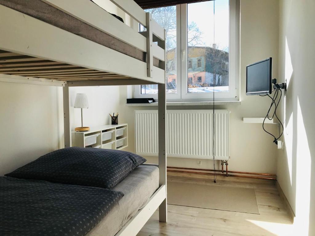 Postel nebo postele na pokoji v ubytování Apartmán Orlické Záhoří