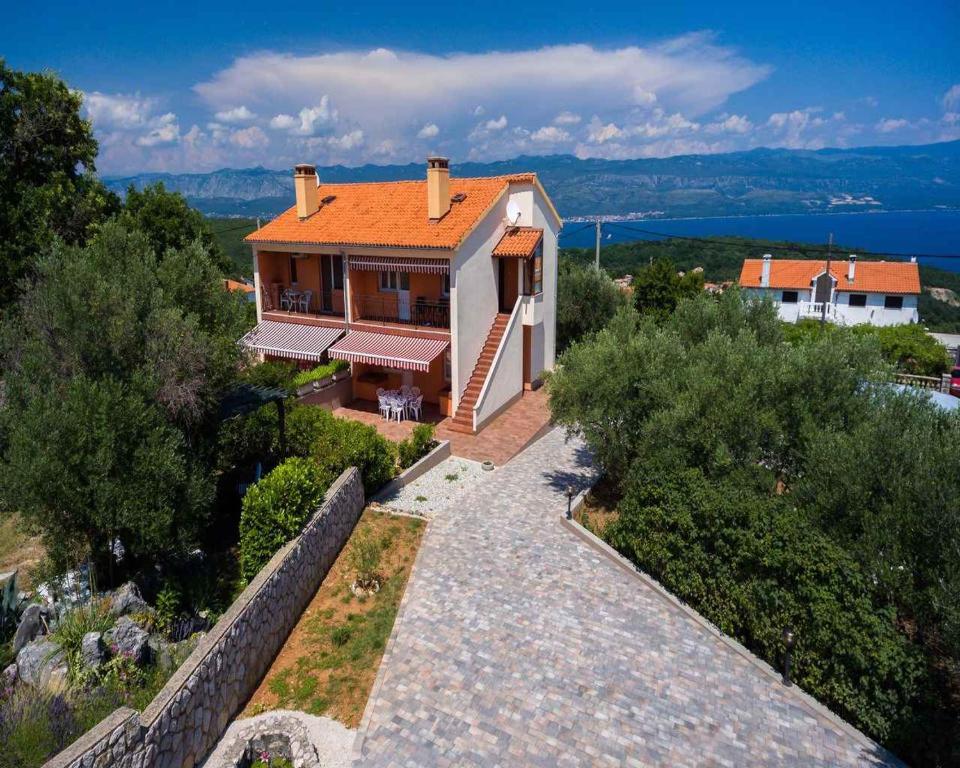 an aerial view of a house on a hill at Apartment in Vrbnik/Insel Krk 36851 in Vrbnik