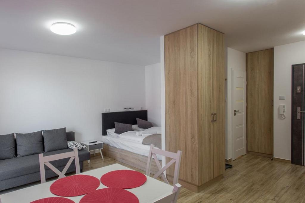 Televízia a/alebo spoločenská miestnosť v ubytovaní K2 Apartamenty