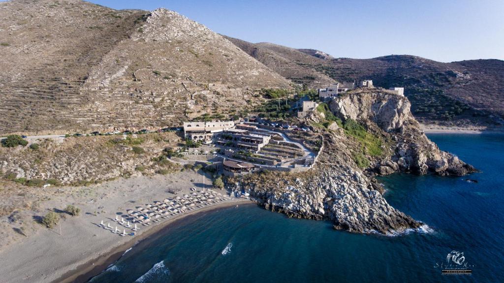 an aerial view of a resort on a mountain at Marmari Paradise Resort Hotel in Marmari