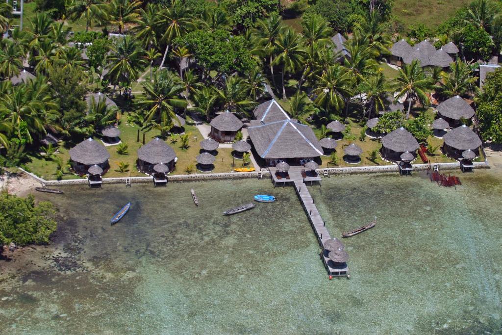 an aerial view of a resort on the water at Baboo Village in Ile aux Nattes