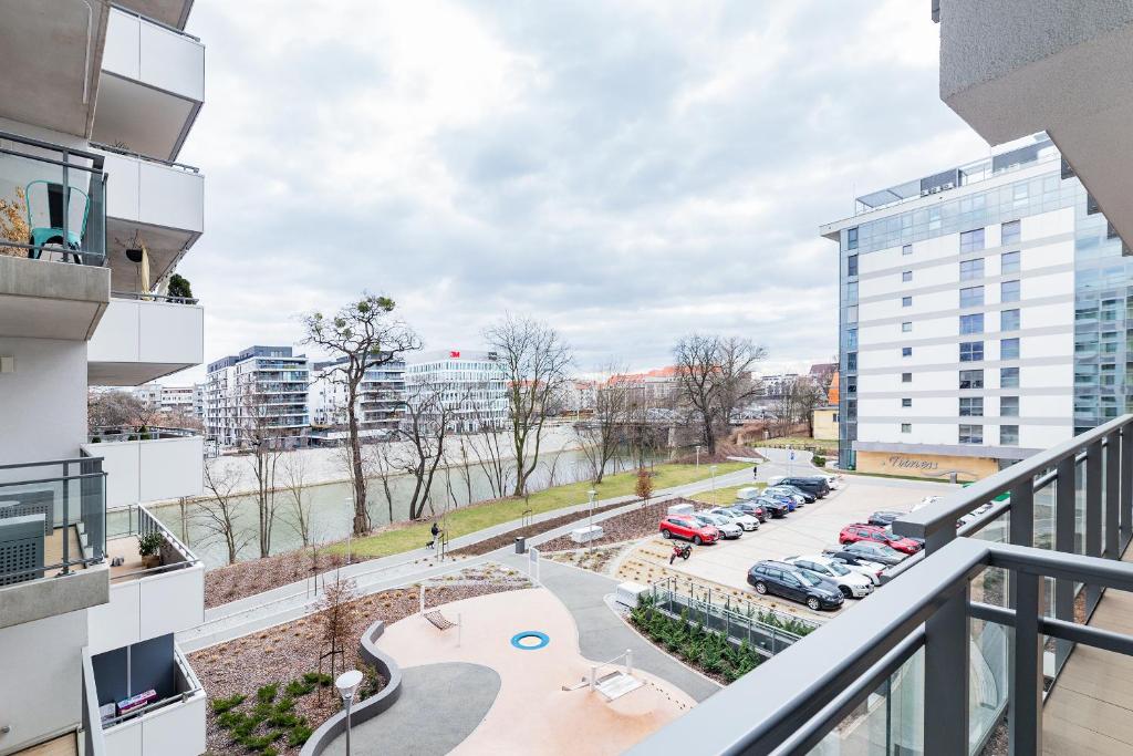 Balkón alebo terasa v ubytovaní Odra View Apartments III