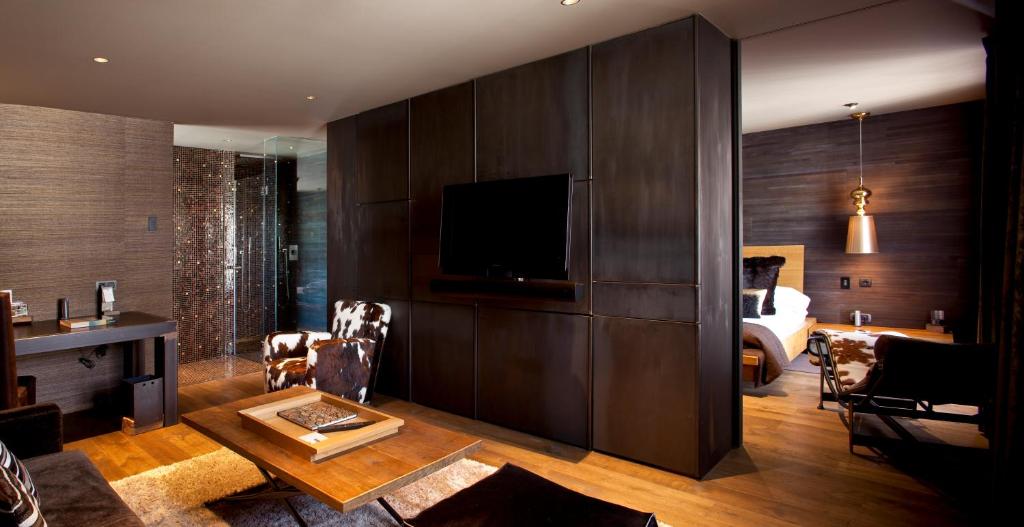 TV a/nebo společenská místnost v ubytování Grau Roig Andorra Boutique Hotel & Spa