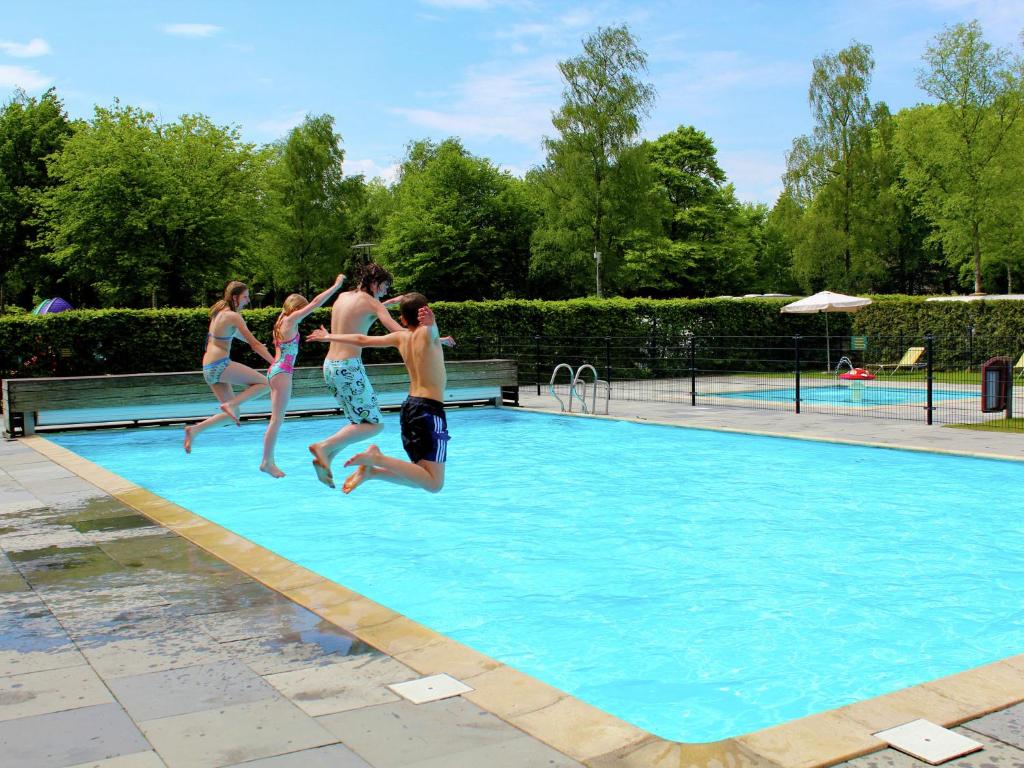 eine Gruppe von Menschen, die in einem Schwimmbecken spielen in der Unterkunft Home with lots of privacy, in the forest in De Bult